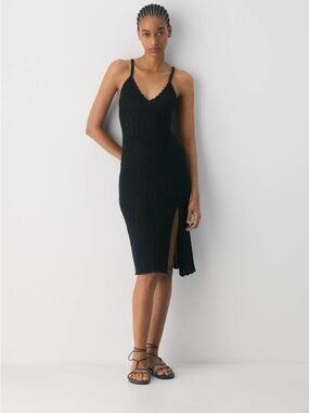 Aritzia Black Crochet Midi Dress